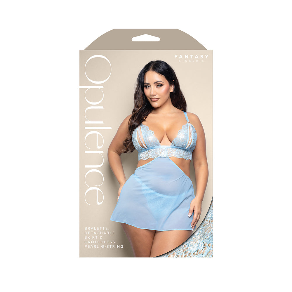 Opulence Split Cup Bralette with Detachable Skirt and Pearl G-String - Queen Size